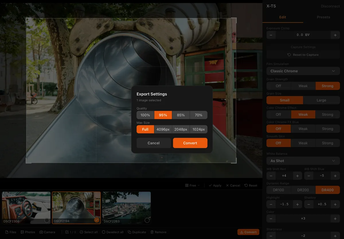 Export popup in X Sim Lab on iPad
