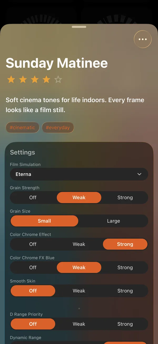 Tuning a recipe's settings in X Sim Lab on iPhone
