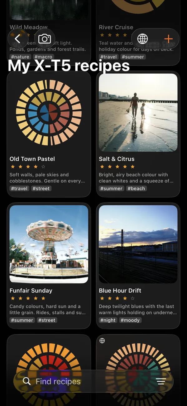 X Sim Lab recipe shelf on iPhone